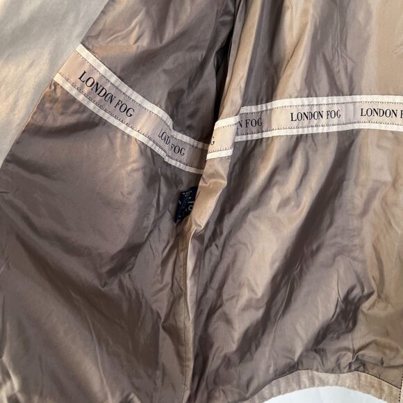 London Fog Hooded Lightweight Suede-Like Zip Up Neutral Jacket Lined Size XL - Picture 10 of 14